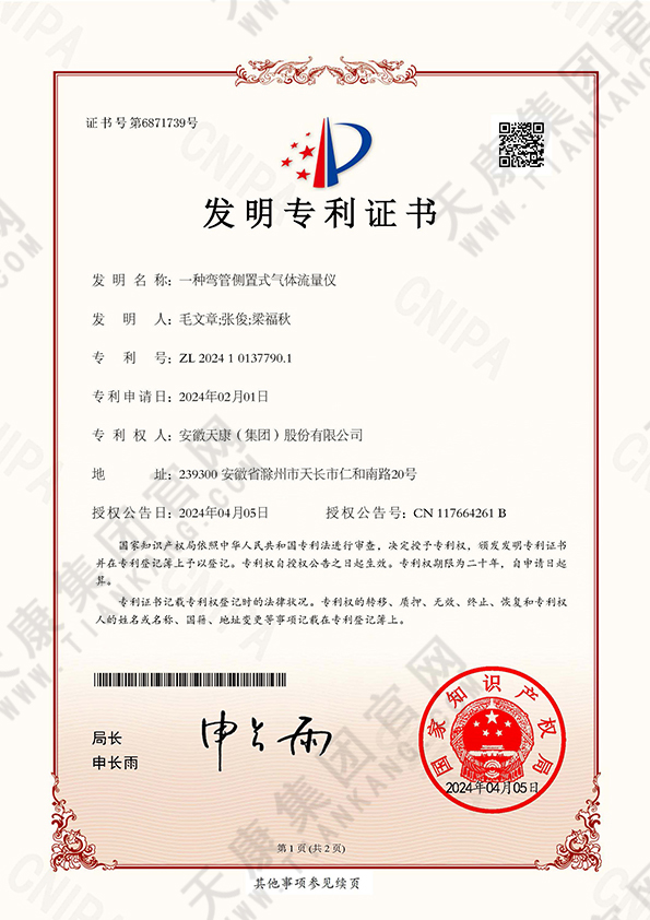 一種彎管側(cè)置式氣體流量儀