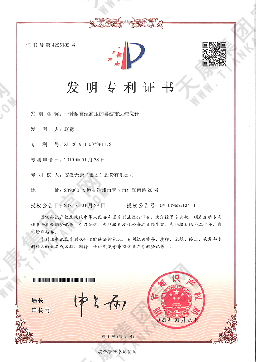 一種耐高溫高壓的導(dǎo)波雷達液位計